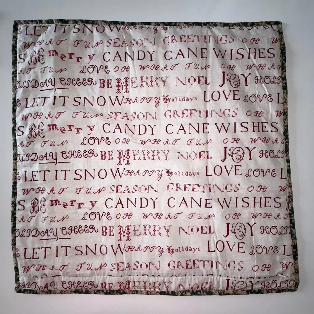 Pottery Barn Winter Wreath Quilted Euro Pillow Sham Christmas Embroidered 26x26